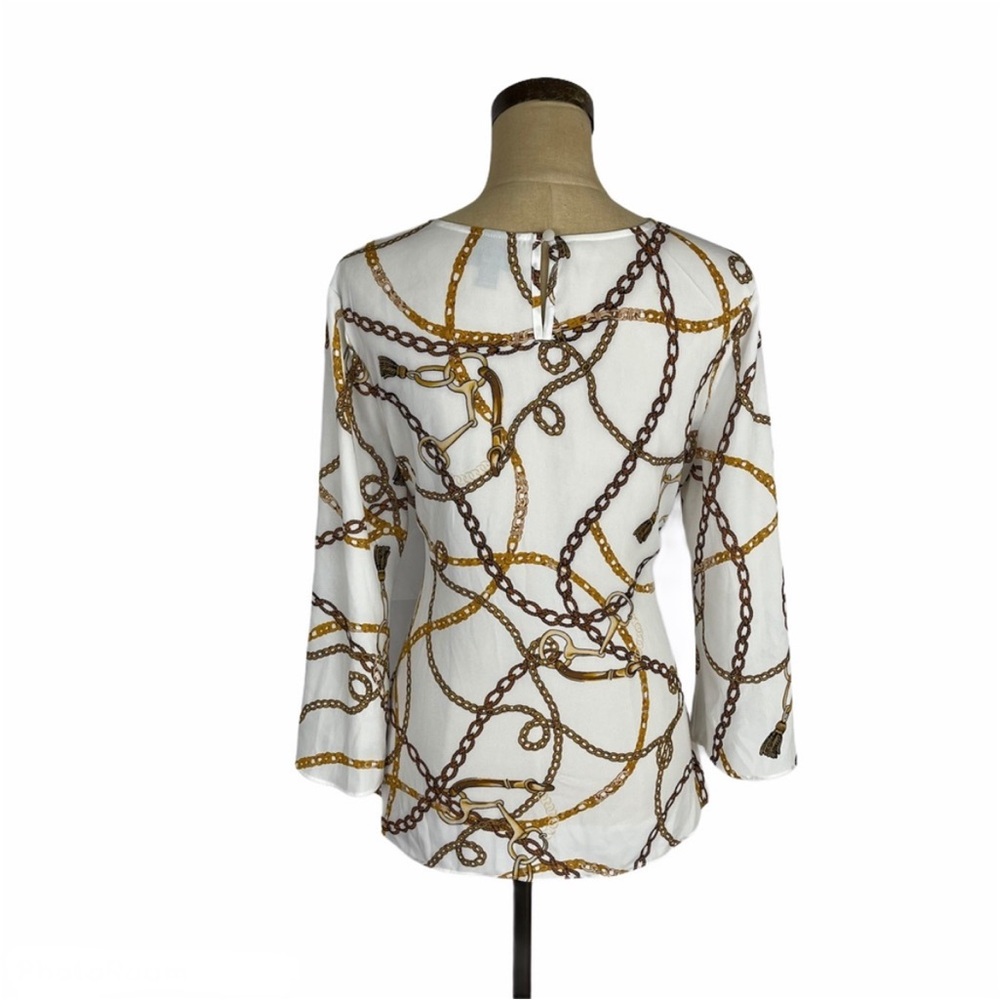 Worthington Chic Chain Print Blouse with Tie Waist - Picture 4 of 9